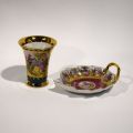 Ensemble porcelaine HW Karlsbader Wertarbeit, représ. couple de Fragonard, 2 pièces