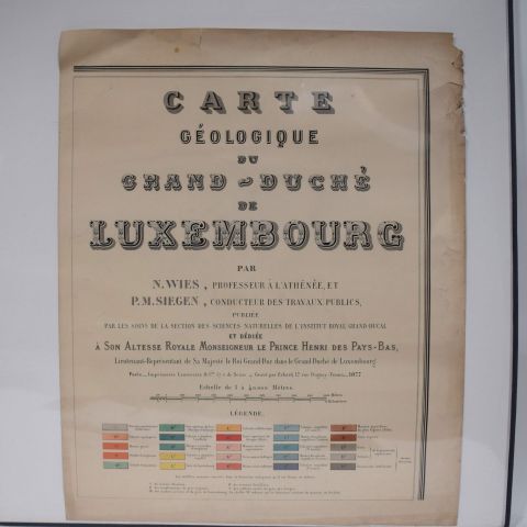 Réunion de 8 cartes géologiques du Luxembourg dédiées à Son Altesse Royale Monseigneur Le Prince Henri des Pays-Bas (1877)