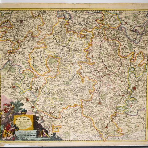 Carte ancienne du Duché de Luxembourg par Justin DANCKERTS, aquarellée d'époque