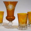 PARTIE DE SERVICE en verre bicolore orange