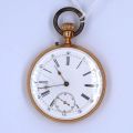 18ct gold pocket watch, Geneva, white dial, Roman and Arabic numerals