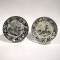 Assiettes en faïence fine BOCH Septfontaines avec décor belge, ca 1838-1845