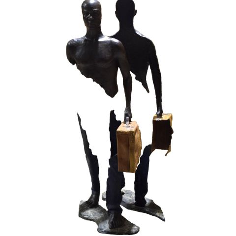 Sculpture "Rodrigue" de Bruno Catalano : Voyageurs en bronze, introspection et mouvement