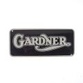 Gardner" plastic nameplate with British logo and elegant stripes