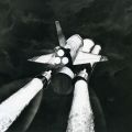 Vintage-Fotografie des Space Shuttle auf seiner Reise durch den Kosmos (1970)