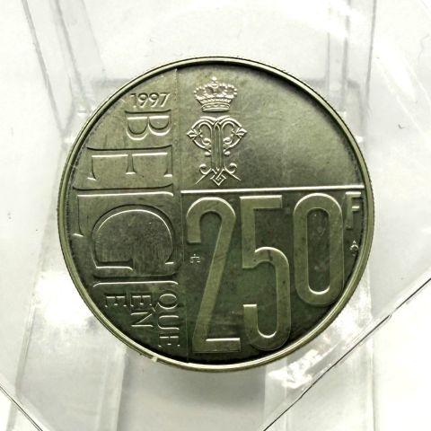 Pièce de 250 francs Albert II, 60 ans de la Reine Paola, 1997