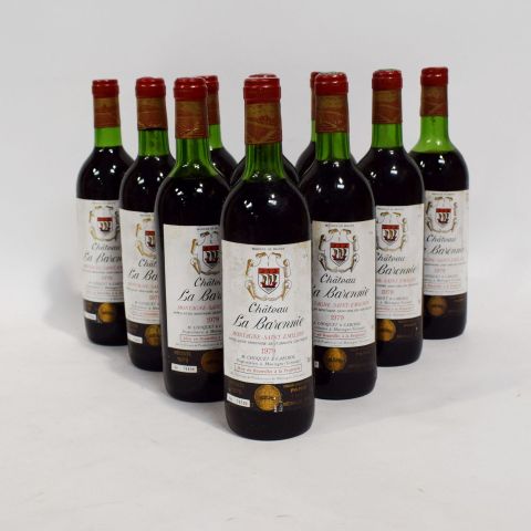 Lot de 10 bouteilles Château LA BARONNIE, Millésime 1979, Médaille d'Or Paris 1981