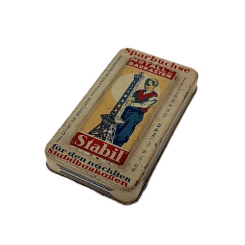 Tirelire "STABIL" en métal vintage des années 1930 à collectionner