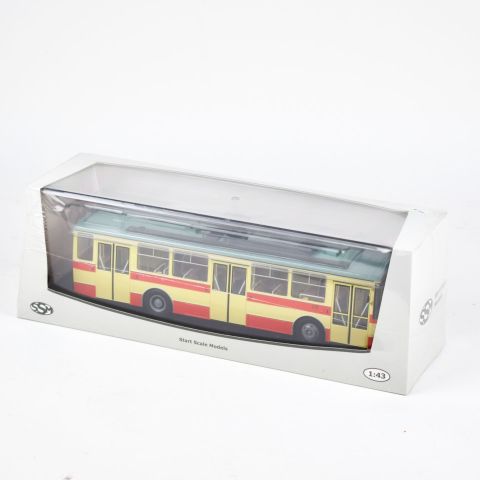 Trolleybus Skoda-14TR Beige/Rouge, modèle SSM4042, boîte d'origine en très bon état