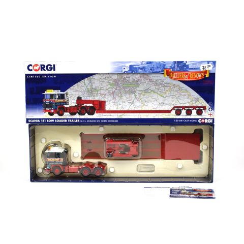 Camion Scania 141 Low Loader Trailer G.C.S. Johnson, Corgi, boîte en très bon état
