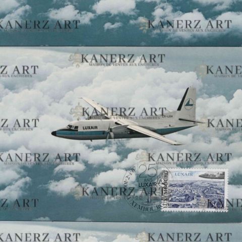 3 cartes postales commémorant les 25 ans du premier Fokker Friendship de la LUXAIR