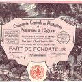 Founder's share in the Compagnie Générale des Plantations d'Ogooué, 1930