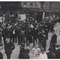 WAR I: Photo card of the parade after the war with the Belgian delegation
