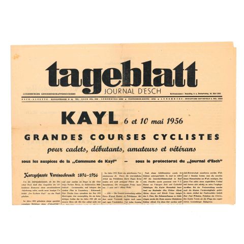 Numéro spécial du Tageblatt sur les Grandes Courses cyclistes à Kayl, 1956