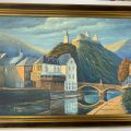 Magnifique huile sur toile de Vianden par Fernand Braun, signée et datée 1980