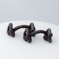 (HERMES) Boutons de manchettes en argent à motif de corde