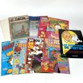Seven issues of children's magazines from the 1990s, including covers and promotional posters