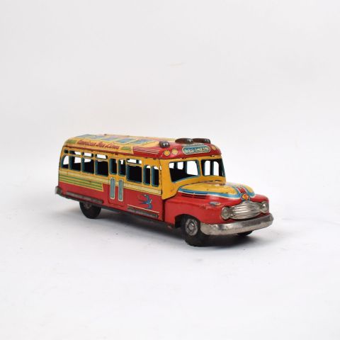 Autobus en tôle lithographiée "American line", circa 1955, mécanisme à friction