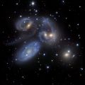 Spectacular view of Stephan's Quintet: interacting galaxies and the birth of stars