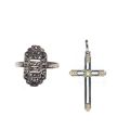 Bague Art déco taille 51 avec croix assortie en métal argenté