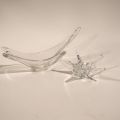 Ensemble de cristal Daum : bougeoir étoilé et coupe allongée en bel état