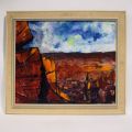 "Auguste Federmeyer, Les Roches rouges : Huile sur toile de 1988, signée et datée"