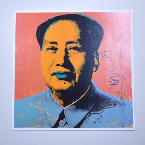 Impression d'Andy Warhol, Mao, 33x33 cm, tamponnée au verso