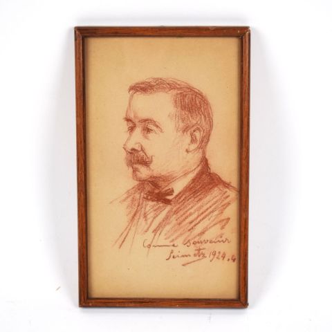 Portrait de Jules Wirion par Frantz Seimetz, dessin à la sanguine, 1924