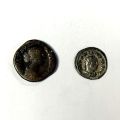 Two Roman coins: Faustina's Sesterce and Philip I's Antoninianus