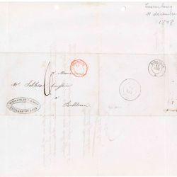 Korrespondenz mit Stempeln : Brief von Rechtsanwalt Léon de la Fontaine an den Gerichtsvollzieher Schlesser