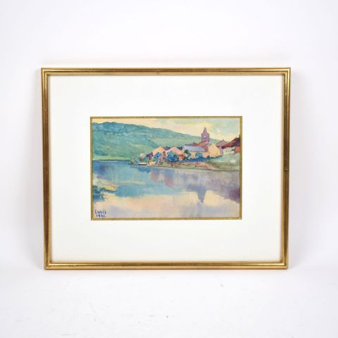Aquarelle de Sosthène WEIS : Village de Metzdorf, signée et datée 1932