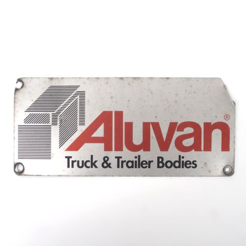 Plaque en métal "Aluvan Truck & Trailer Bodies" avec logo, années 1980-2000