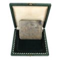 Élégant étui à cigarettes en métal argenté, monogrammé MR, années 50