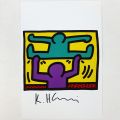 Œuvre inédite de K. Haring : Impression sur papier signée, 32 x 22 cm
