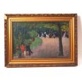 A Sunday in the Park: Oil on canvas from the 20th-century French school