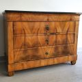 Commode Louis-Philippe en noyer, 4 tiroirs, marbre noir, laiton