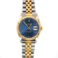 Rolex DateJust 36 men 1996, blue dial, steel and gold, complete set