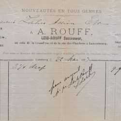 Facture de soieries et fantaisies pour robes A. Rouff, Luxembourg 1883