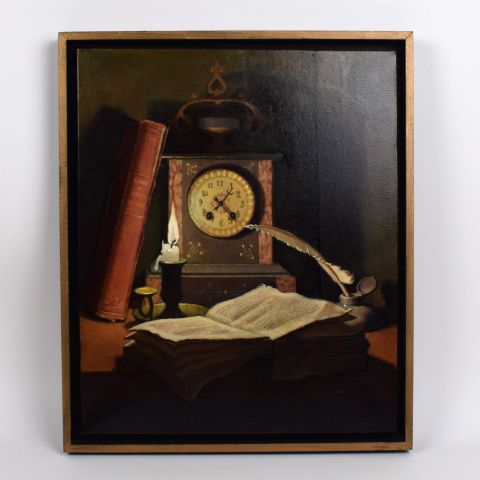 Nature morte à la chandelle par Guérino Angeli, huile sur toile, 1992