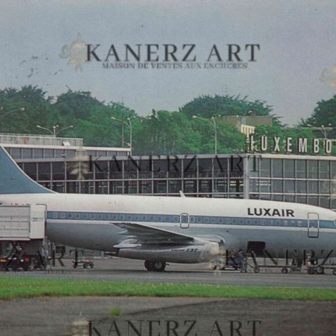 Carte postale de luxe du Boeing 737-200 à l'aéroport de Luxembourg