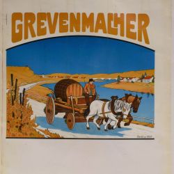 Affiche touristique vintage de Grevenmacher dessinée par Beckius en 1933, 100x65 cm