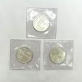 Three 200-franc Albert II Millennium coins, 925‰ silver, FDC quality