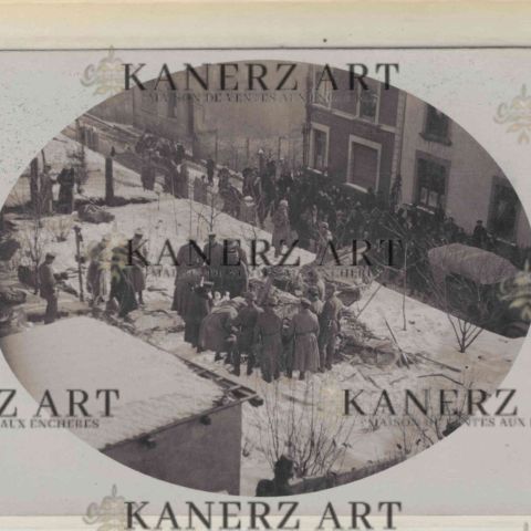 Carte photo ovale de l'avion français abattu à Differdange en 1917