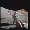Apollo 17: Moon, astronaut Harrison Schmitt and lunar vehicle on historic mission