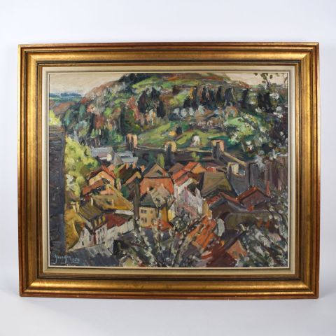 Huile sur toile d'Edmond Goergen, Rodemack, signée et datée 1974