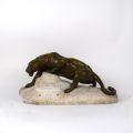 Bronze "Panthère rugissant" von Clovis-Edmond Masson, signiertes Werk, 42 cm