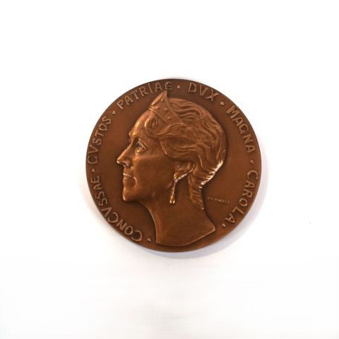 Médaille en bronze Château de Fischbach, dessinée par Charlotte Engels, avec support