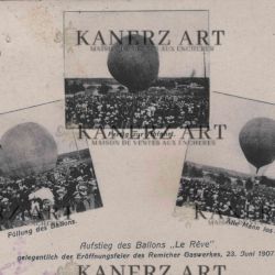 Rare postcard of the hot-air balloon "Le Rêve" at REMICH in 1907