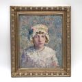 Portrait of a Young Woman by Robert, oil on cardboard, signed, 43 x 26 cm