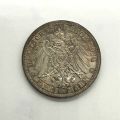 Pièce de 3 Mark en argent de Wilhelm II, Prusse, 1914, très bel état